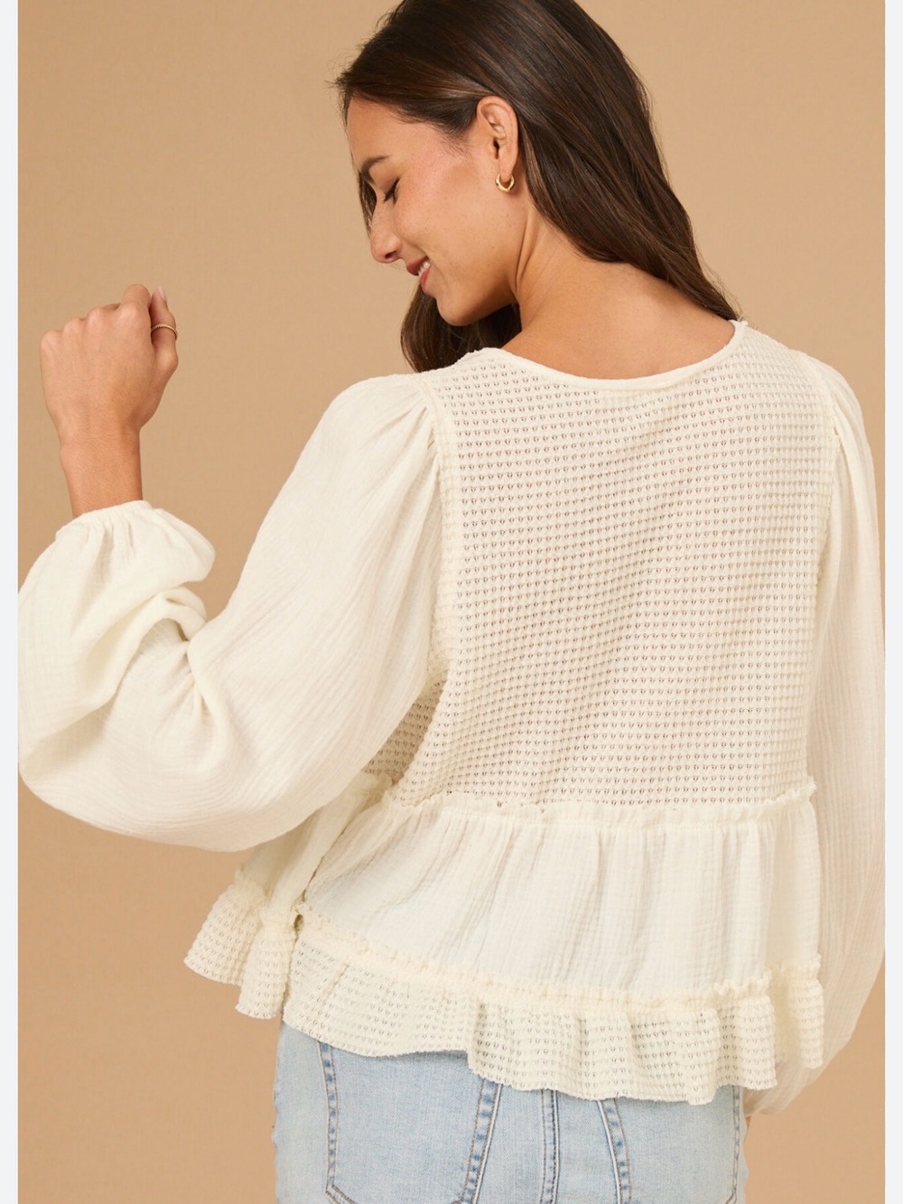 Altar'd State NEW Catarina Long Sleeve Babydoll Top Size Medium - Picture 2 of 10